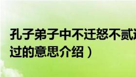 孔子弟子中不迁怒不贰过的是谁（不迁怒不贰过的意思介绍）