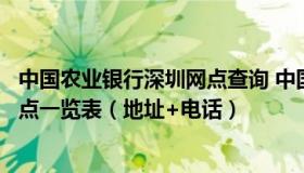 中国农业银行深圳网点查询 中国农业银行深圳市分行营业网点一览表（地址+电话）