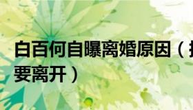 白百何自曝离婚原因（搞得越来越不堪才想起要离开）