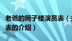 老爸的筒子楼演员表（关于老爸的筒子楼演员表的介绍）