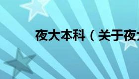 夜大本科（关于夜大本科的介绍）