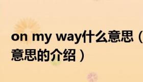 on my way什么意思（关于on my way什么意思的介绍）