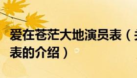 爱在苍茫大地演员表（关于爱在苍茫大地演员表的介绍）