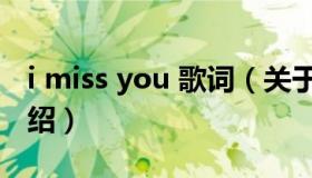 i miss you 歌词（关于i miss you 歌词的介绍）