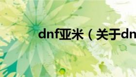 dnf亚米（关于dnf亚米的介绍）