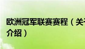 欧洲冠军联赛赛程（关于欧洲冠军联赛赛程的介绍）