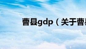 曹县gdp（关于曹县gdp的介绍）