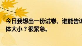 今日我想出一份试卷。谁能告诉我标准试卷的纸张格式和字体大小？很紧急。