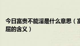 今日富贵不能淫是什么意思（富贵不能贫贱不能移威武不能屈的含义）