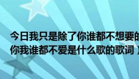 今日我只是除了你谁都不想要的歌名（我只想要你明白除了你我谁都不爱是什么歌的歌词）