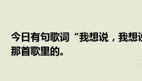 今日有句歌词“我想说，我想说~”。后来就不记得了。是那首歌里的。