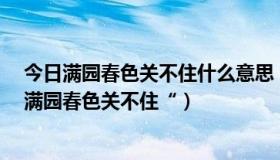 今日满园春色关不住什么意思（“春色满园关不住“还是”满园春色关不住“）