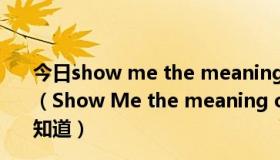 今日show me the meaning of being lonely的中文意思（Show Me the meaning of being lonely　　的歌词谁知道）