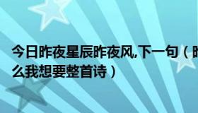 今日昨夜星辰昨夜风,下一句（昨夜星辰昨夜风的下一句是什么我想要整首诗）