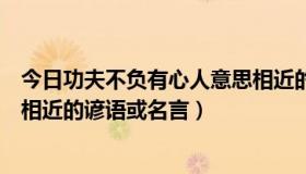 今日功夫不负有心人意思相近的谚语（功夫不负有心人意思相近的谚语或名言）