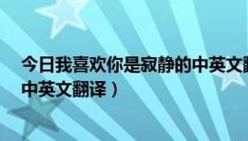 今日我喜欢你是寂静的中英文翻译（《我喜欢你是寂静的》中英文翻译）