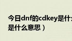 今日dnf的cdkey是什么意思（DNFCDKEY是什么意思）