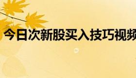 今日次新股买入技巧视频（次新股买入技巧）