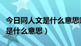 今日同人文是什么意思哦（问一下耽美，同人是什么意思）