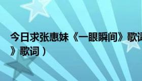 今日求张惠妹《一眼瞬间》歌词解析（求张惠妹《一眼瞬间》歌词）