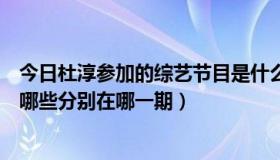 今日杜淳参加的综艺节目是什么（杜淳参加过的综艺节目有哪些分别在哪一期）