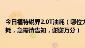 今日福特锐界2.0T油耗（哪位大神知道福特锐界2.0T真实油耗，急需请告知，谢谢万分）