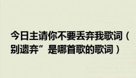 今日主请你不要丢弃我歌词（“哦~给你我的心，能否请你别遗弃”是哪首歌的歌词）