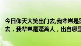 今日仰天大笑出门去,我辈岂是蓬蒿人的含义（仰天大笑出门去，我辈岂是蓬蒿人，出自哪里，什么意思）