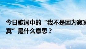 今日歌词中的“我不是因为寂寞才想你，而是因为想你才寂寞”是什么意思？