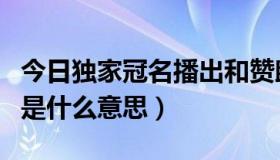 今日独家冠名播出和赞助播出（独家冠名播出是什么意思）