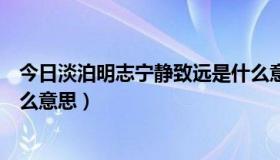 今日淡泊明志宁静致远是什么意思（淡泊明志宁静致远是什么意思）