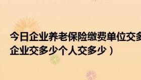 今日企业养老保险缴费单位交多少?个人交多少?（养老保险企业交多少个人交多少）