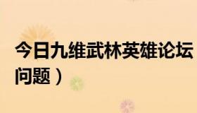 今日九维武林英雄论坛（关于九维武林英雄的问题）