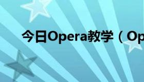 今日Opera教学（Opera11使用技巧）