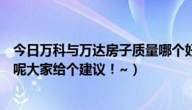 今日万科与万达房子质量哪个好（买房买万科好还是万达好呢大家给个建议！~）