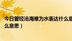 今日曾经沧海难为水表达什么意思（曾经沧海难为水 表达什么意思）