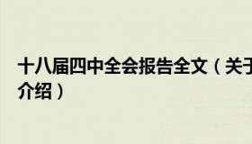 十八届四中全会报告全文（关于十八届四中全会报告全文的介绍）