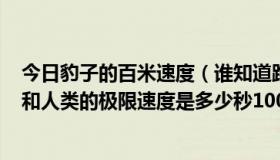 今日豹子的百米速度（谁知道跑玩100米，豹子的极限速度和人类的极限速度是多少秒100米）