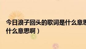 今日浪子回头的歌词是什么意思（《浪子回头》歌词到底是什么意思啊）