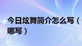 今日炫舞简介怎么写（QQ炫舞的个人简介在哪写）