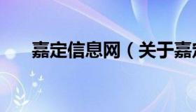 嘉定信息网（关于嘉定信息网的介绍）