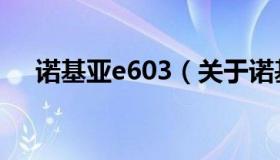 诺基亚e603（关于诺基亚e603的介绍）