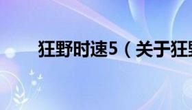 狂野时速5（关于狂野时速5的介绍）