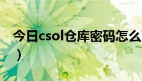 今日csol仓库密码怎么改（CSOL怎样改密码）