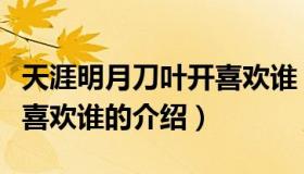 天涯明月刀叶开喜欢谁（关于天涯明月刀叶开喜欢谁的介绍）