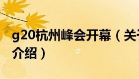 g20杭州峰会开幕（关于g20杭州峰会开幕的介绍）