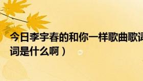 今日李宇春的和你一样歌曲歌词（我和你一样、李宇春、歌词是什么啊）