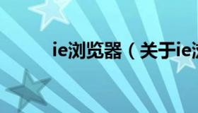 ie浏览器（关于ie浏览器的介绍）