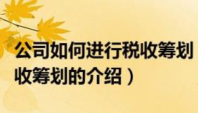 公司如何进行税收筹划（关于公司如何进行税收筹划的介绍）