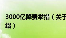 3000亿降费举措（关于3000亿降费举措的介绍）